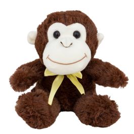 7" Plush Brown Monkey With Bow Wholesale Bulk Pricing